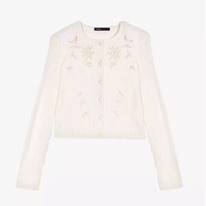 New w/o Tag Maje Mysana Embroidered Ribbed Cardigan Size 1/S